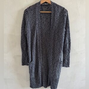 Athleta - Navy & White Long Cardigan Sweater - Size Medium